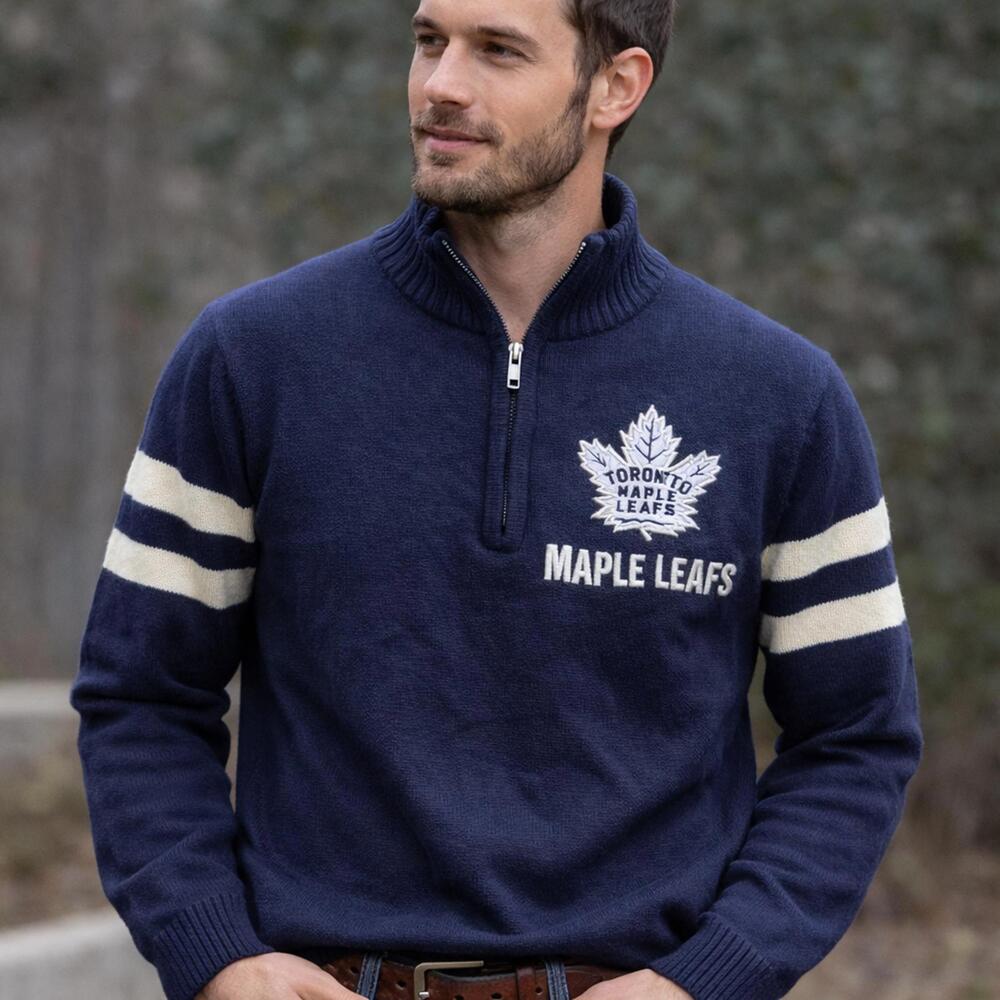 Toronto Maple Leafs NHL Quarter Zip Sweater Navy S